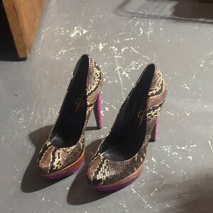 Jessica Simpson Snakeskin and Pink Heels